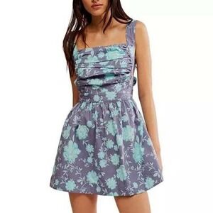 NWT Free People Meet Me in Maui Mini Dress in Ocean Combo Size XL